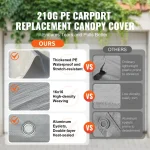 210G PE carport canopy replacement cover comparison highlighting durability and features