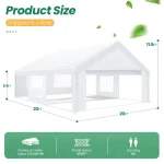 Carport canopy dimensions with details on seating and standing capacity
