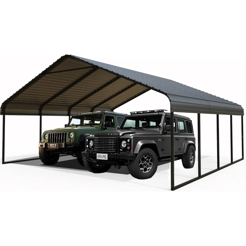 heavy-duty-galvanized-steel-carportcanopy-20x20-banner-1 Carport canopy sheltering two SUVs in a spacious outdoor area