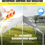 Carport canopy with waterproof fabric blocking UV rays and rainwater.